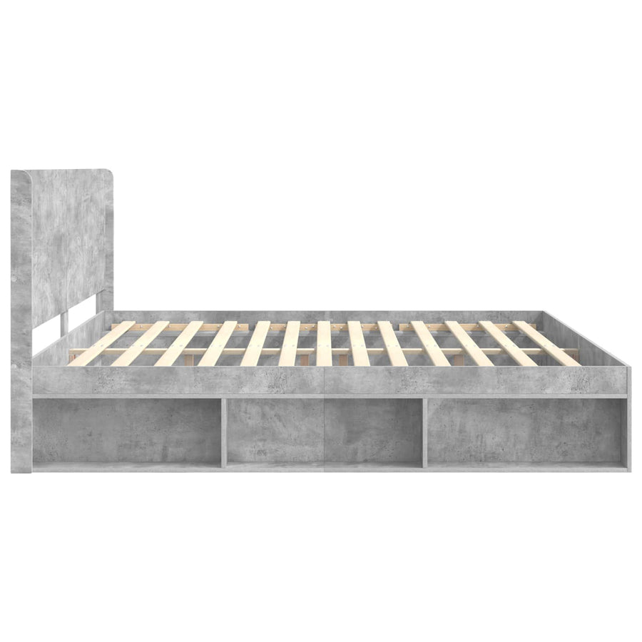 Bedframe met opbergruimte en hoofdbord Betongrijs 180 x 200 cm