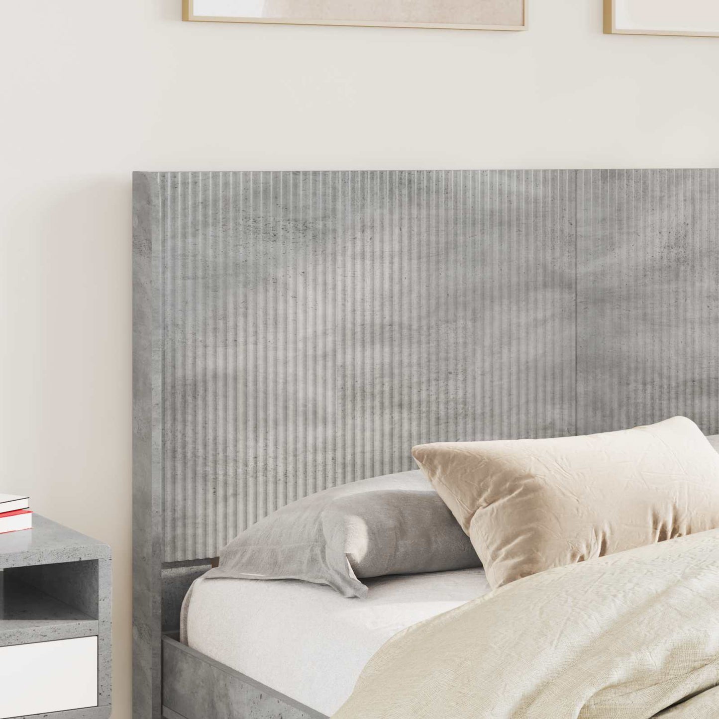 Bedframe met opbergruimte en hoofdbord Betongrijs 150 x 200 cm