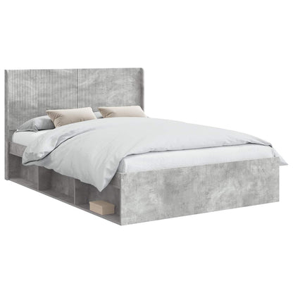 Bedframe met opbergruimte en hoofdbord Betongrijs 150 x 200 cm