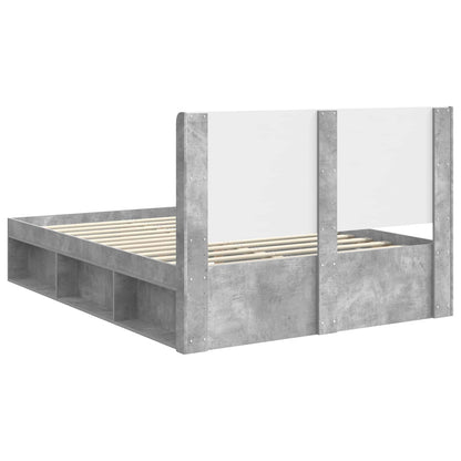 Bedframe met opbergruimte en hoofdbord Betongrijs 150 x 200 cm
