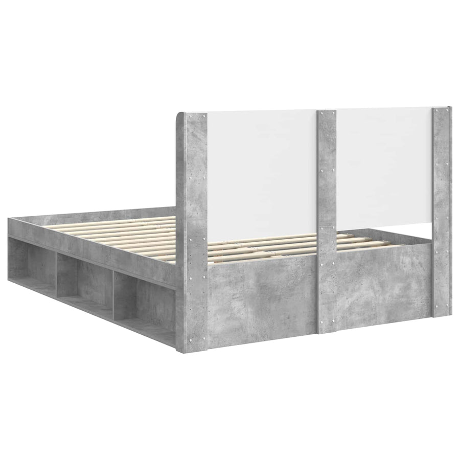 Bedframe met opbergruimte en hoofdbord Betongrijs 150 x 200 cm
