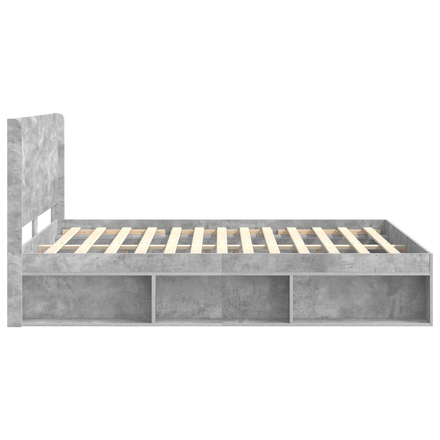 Bedframe met opbergruimte en hoofdbord Betongrijs 150 x 200 cm