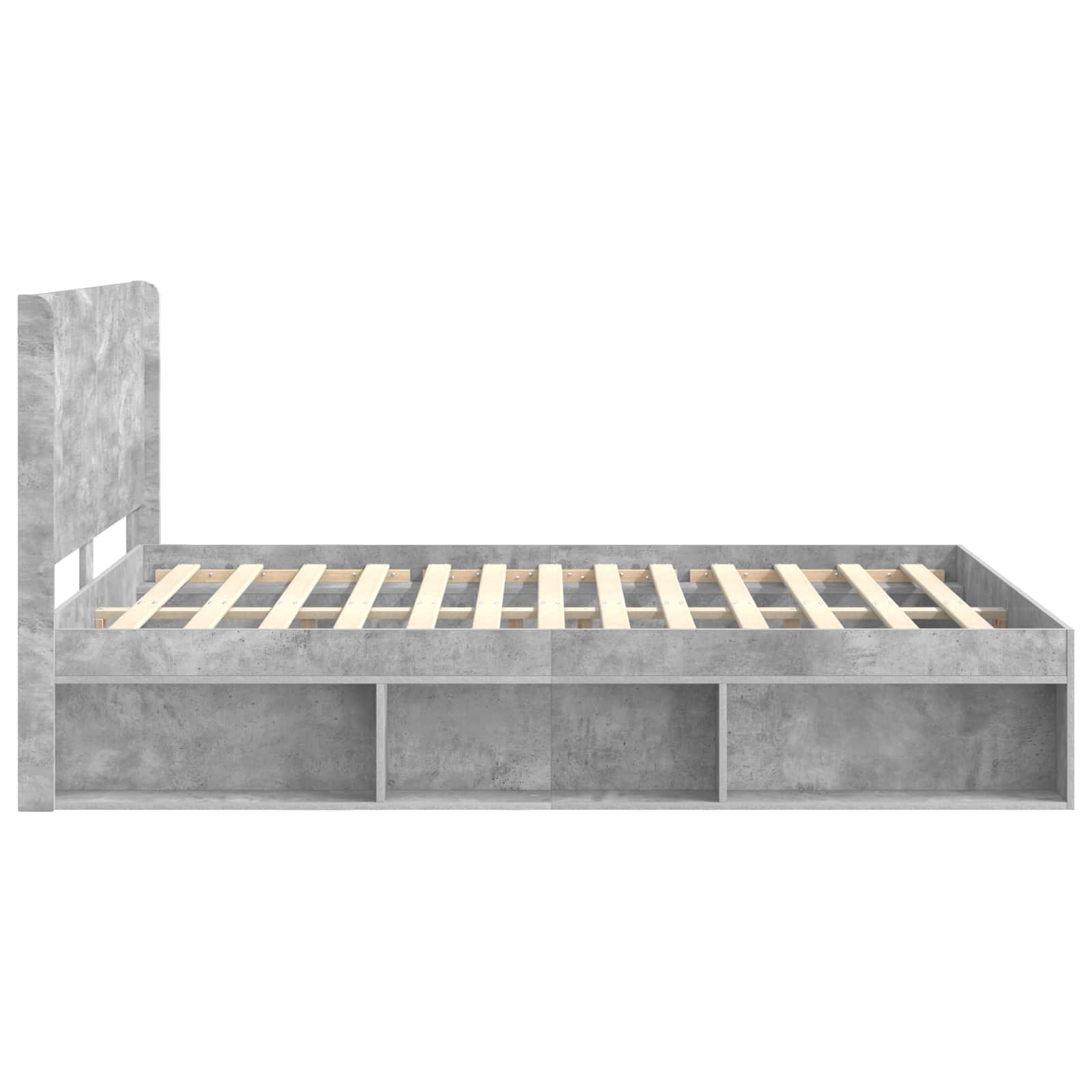 Bedframe met opbergruimte en hoofdbord Betongrijs 150 x 200 cm