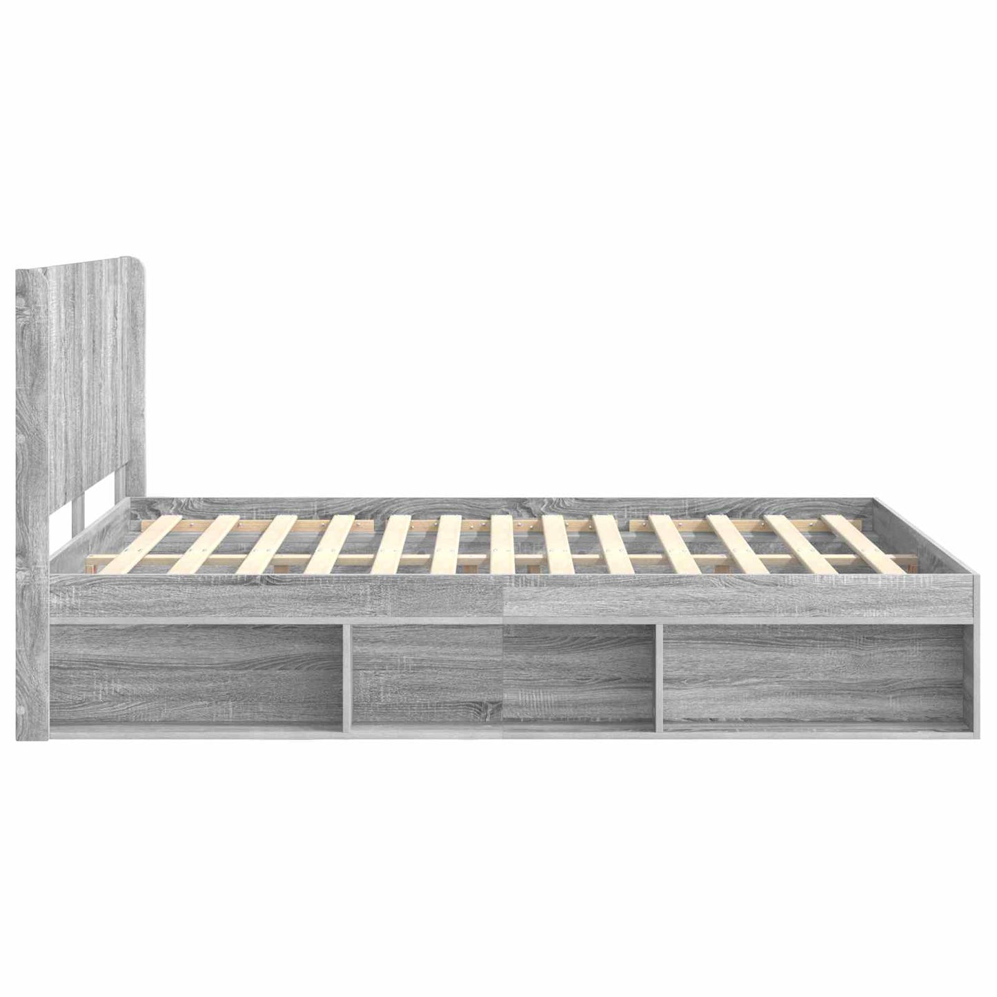 Bedframe met opbergruimte en hoofdbord Grijs sonoma