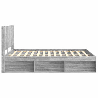 Bedframe met opbergruimte en hoofdbord Grijs sonoma
