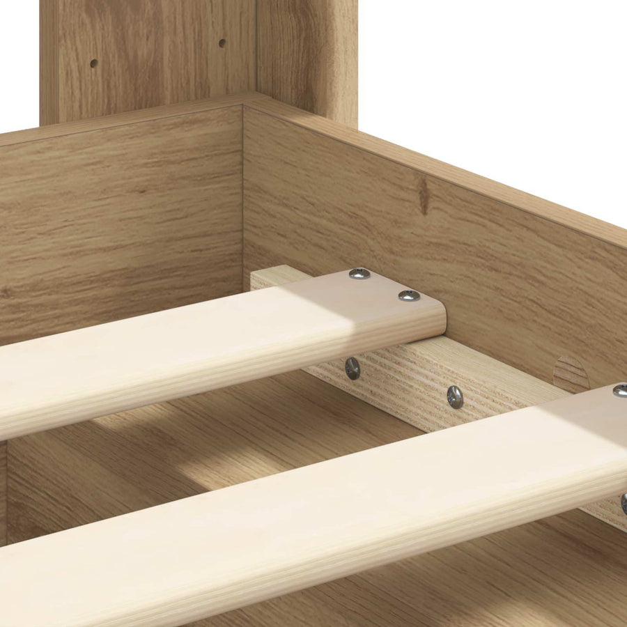 Bedframe met opbergruimte en hoofdbord Artisanaal eiken