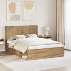 Bedframe 150x200 cm bewerkt hout Artisanaal eiken