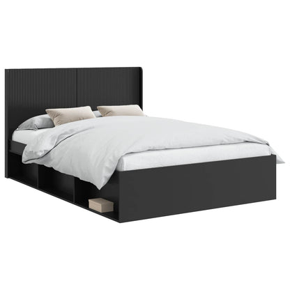 Bedframe met opbergruimte en hoofdbord Zwart 140 x 200 cm