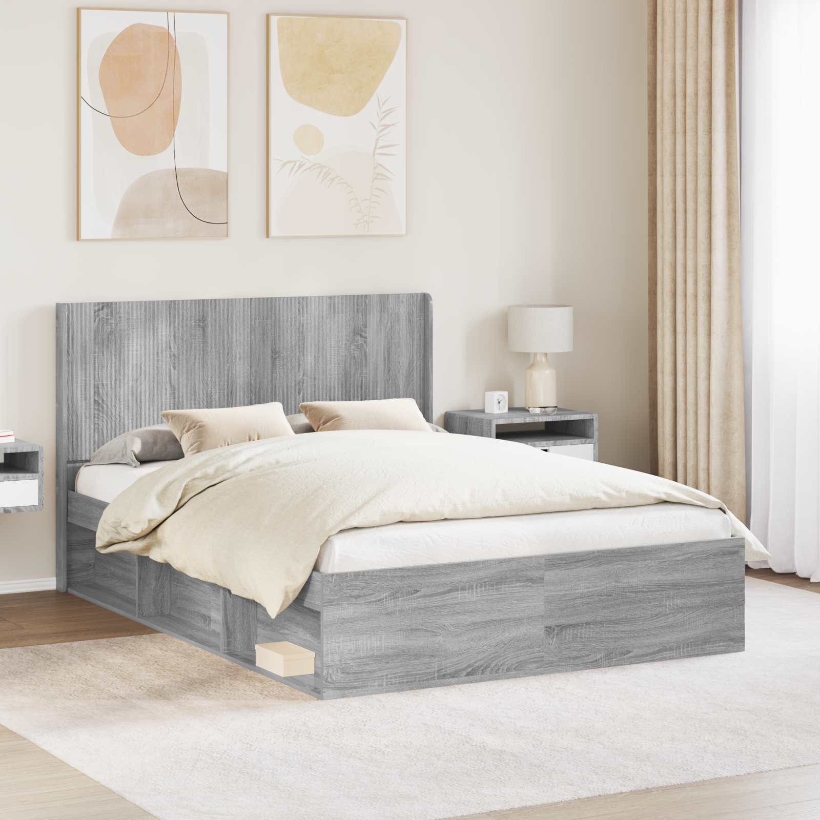 Bedframe met opbergruimte en hoofdbord 3 pcs Bewerkt hout