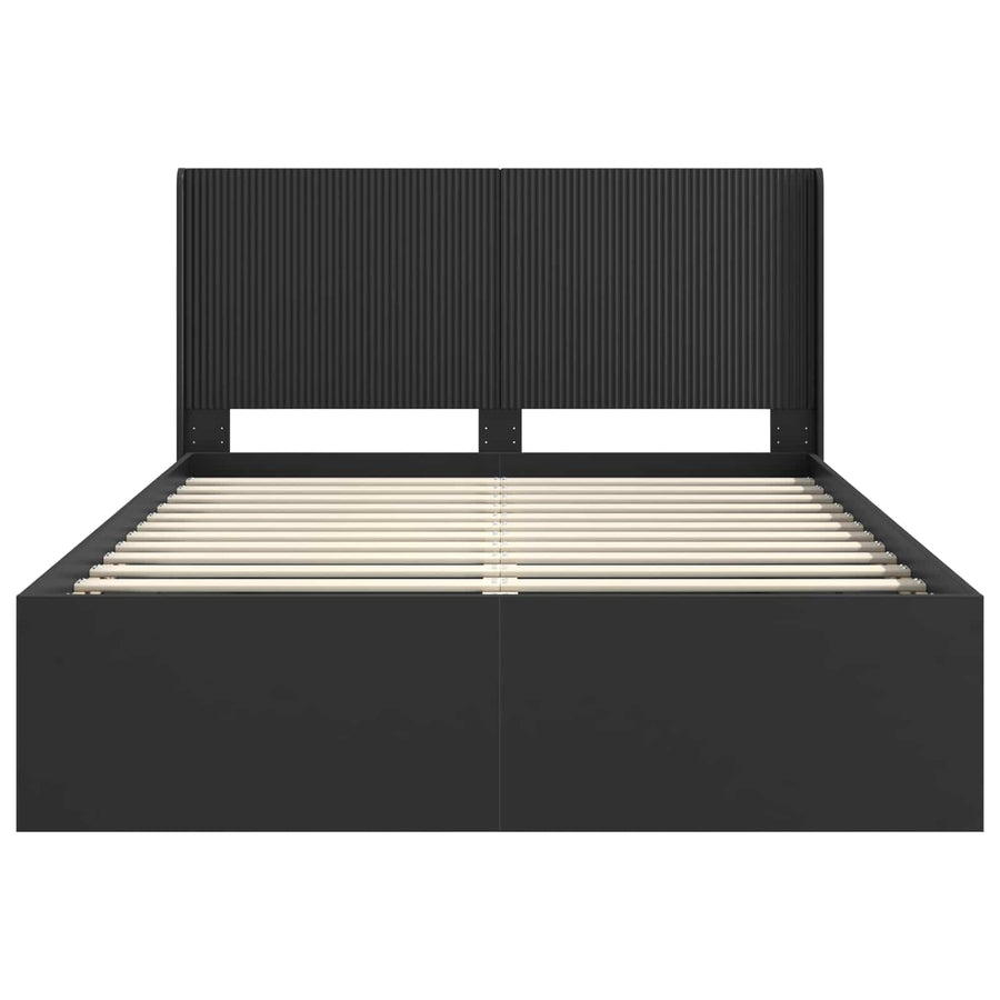 Bedframe met opbergruimte en hoofdbord Zwart 135 x 190 cm