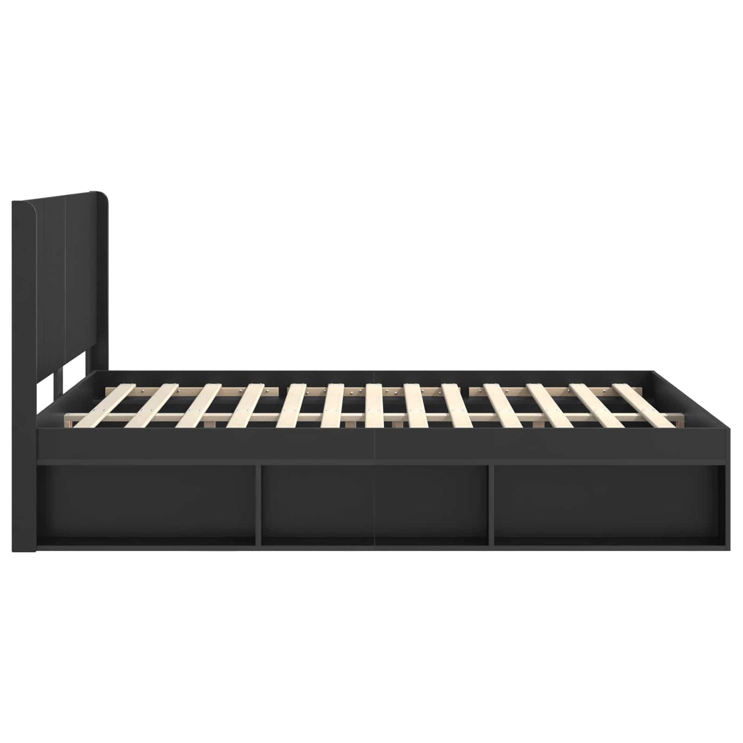 Bedframe met opbergruimte en hoofdbord Zwart 135 x 190 cm