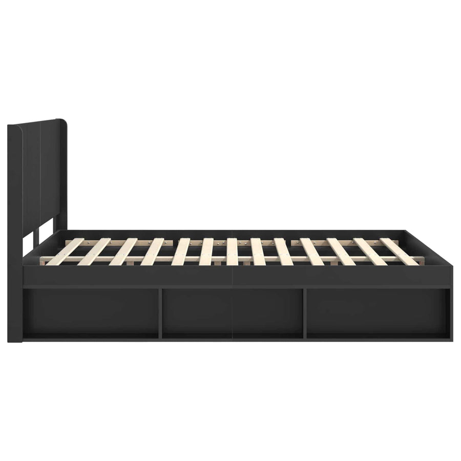 Bedframe met opbergruimte en hoofdbord Zwart 135 x 190 cm