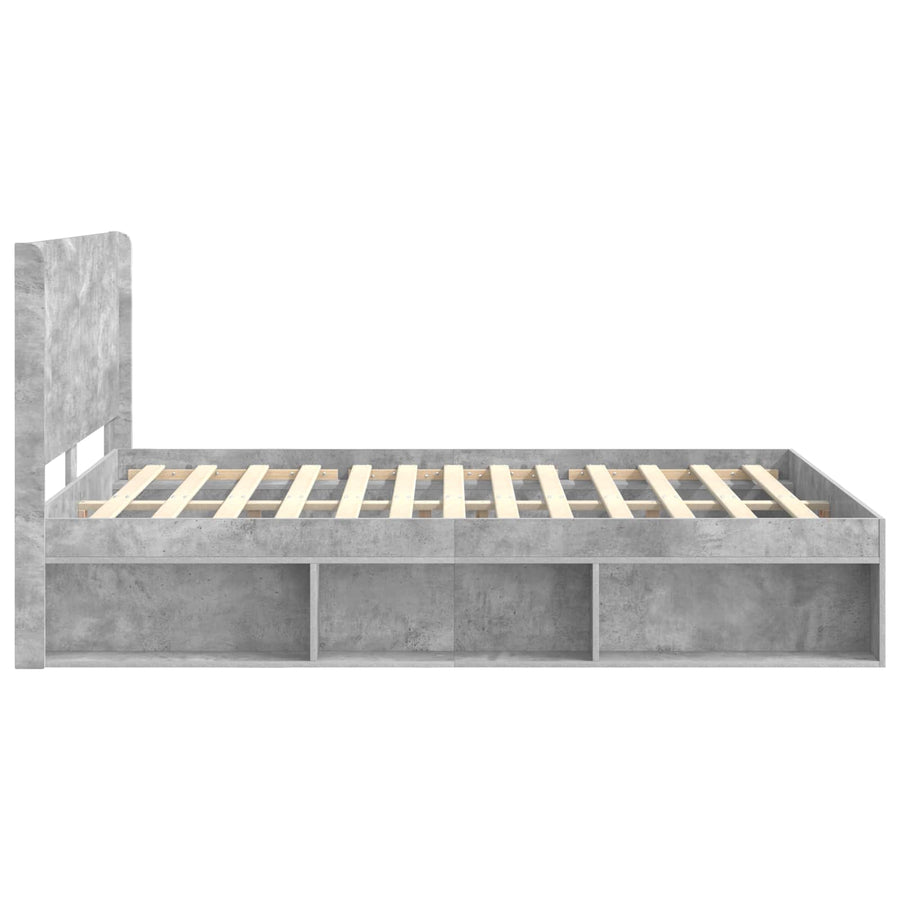 Bedframe met opbergruimte en hoofdbord Betongrijs 135 x 190 cm