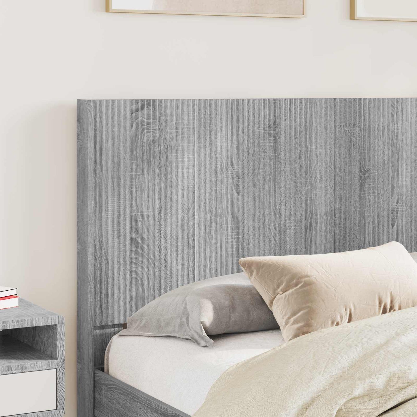 Bedframe met opbergruimte en hoofdbord Grijs sonoma