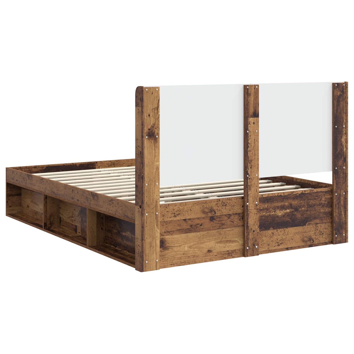 Bedframe met opbergruimte en hoofdbord Oud hout 135 x 190 cm
