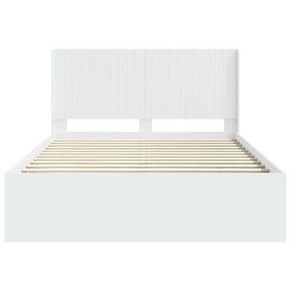 Bedframe met opbergruimte en hoofdbord Wit 120 x 200 cm
