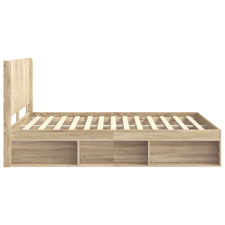Bedframe met opbergruimte en hoofdbord Sonoma Eiken