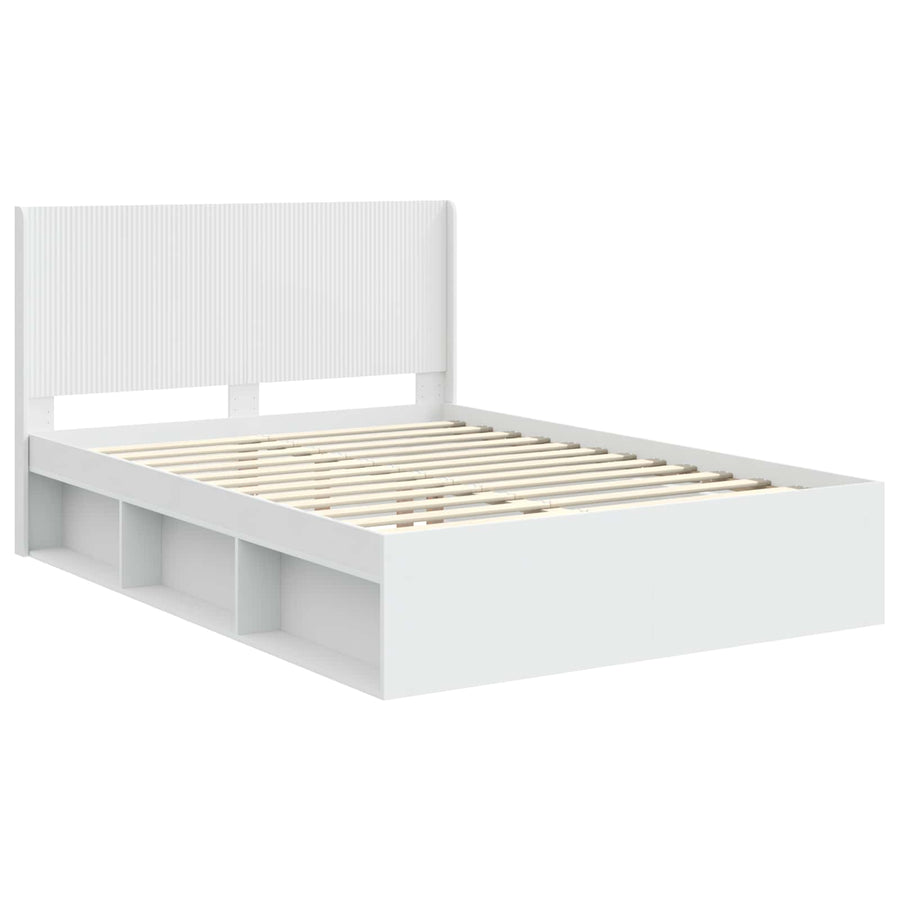 Bedframe met opbergruimte en hoofdbord Wit 120 x 190 cm