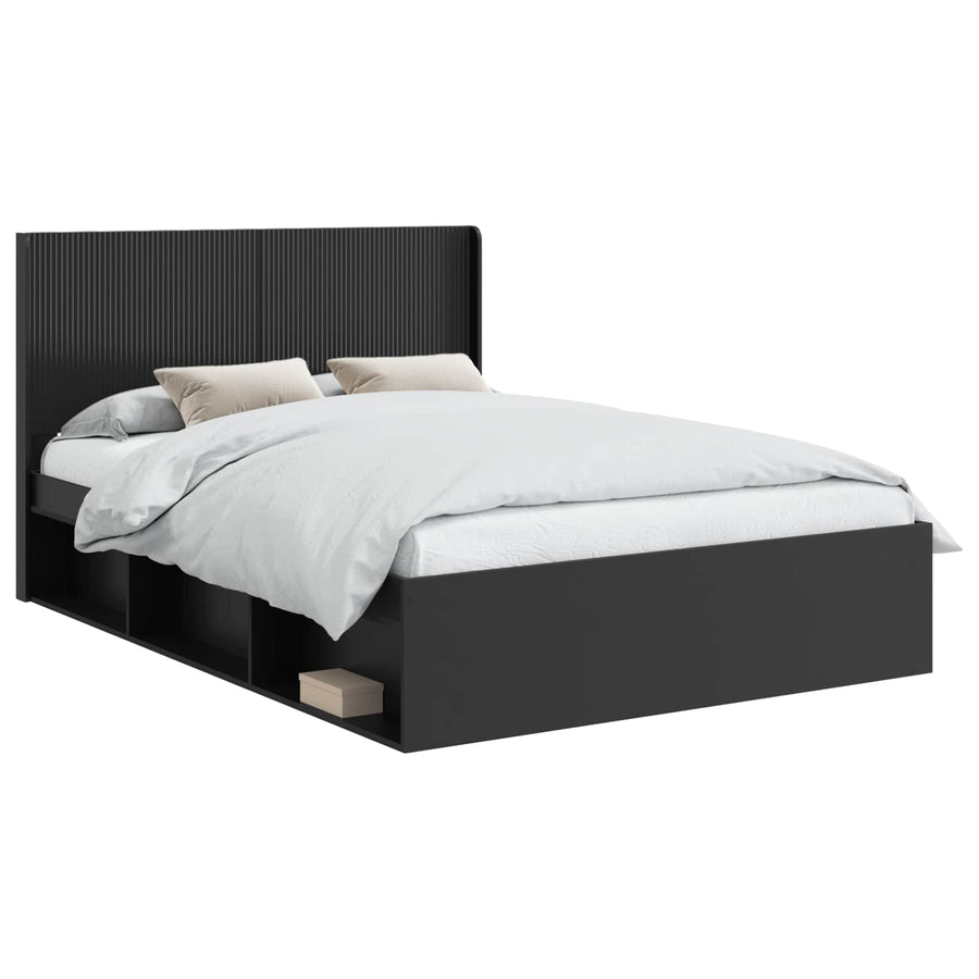 Bedframe met opbergruimte en hoofdbord Zwart 120 x 190 cm