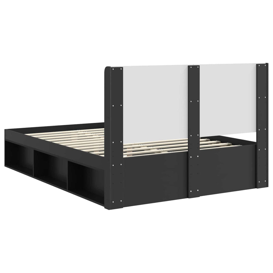 Bedframe met opbergruimte en hoofdbord Zwart 120 x 190 cm