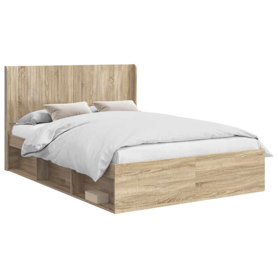 Bedframe met opbergruimte en hoofdbord Sonoma Eiken