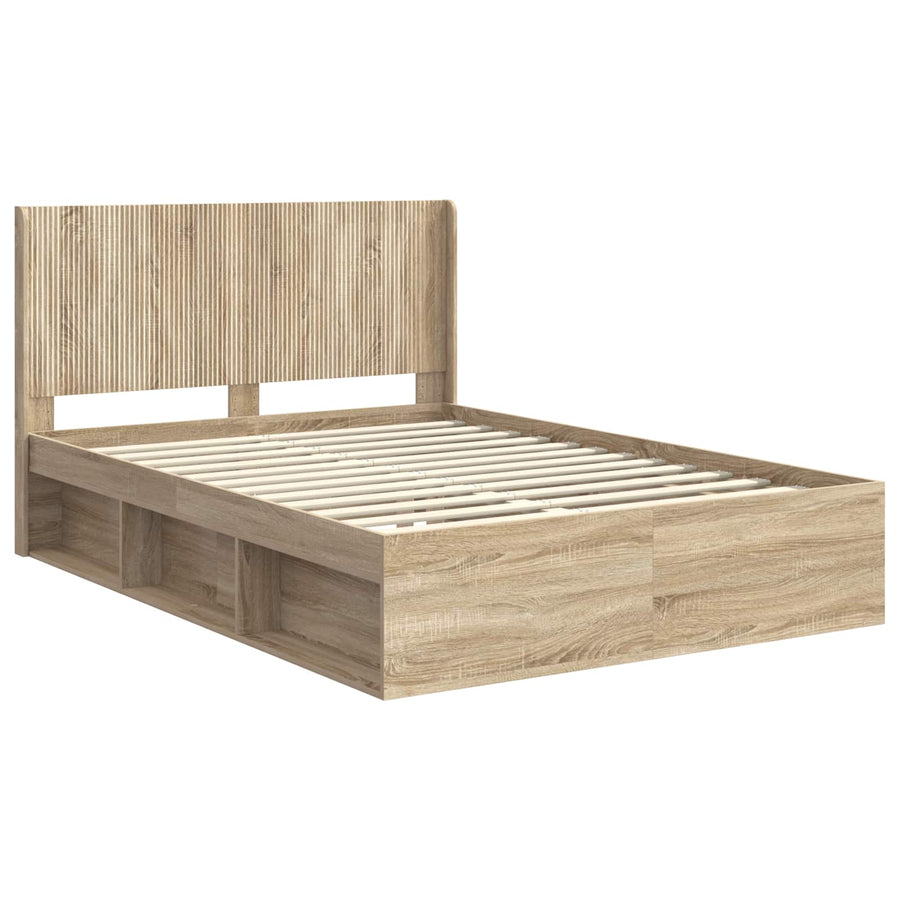 Bedframe met opbergruimte en hoofdbord Sonoma Eiken