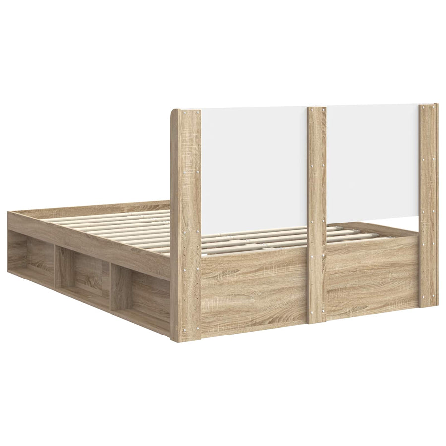 Bedframe met opbergruimte en hoofdbord Sonoma Eiken