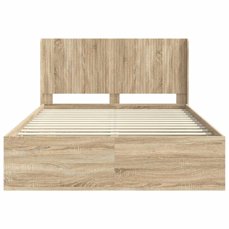 Bedframe met opbergruimte en hoofdbord Sonoma Eiken