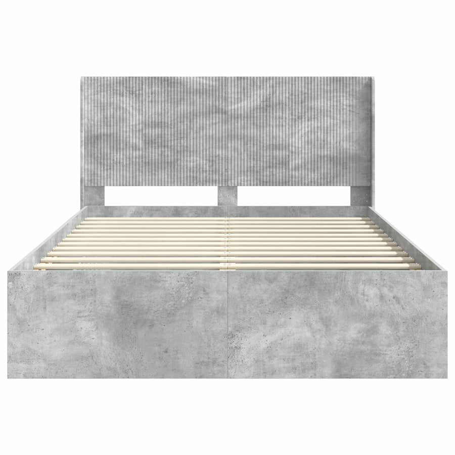Bedframe met opbergruimte en hoofdbord Betongrijs 120 x 190 cm