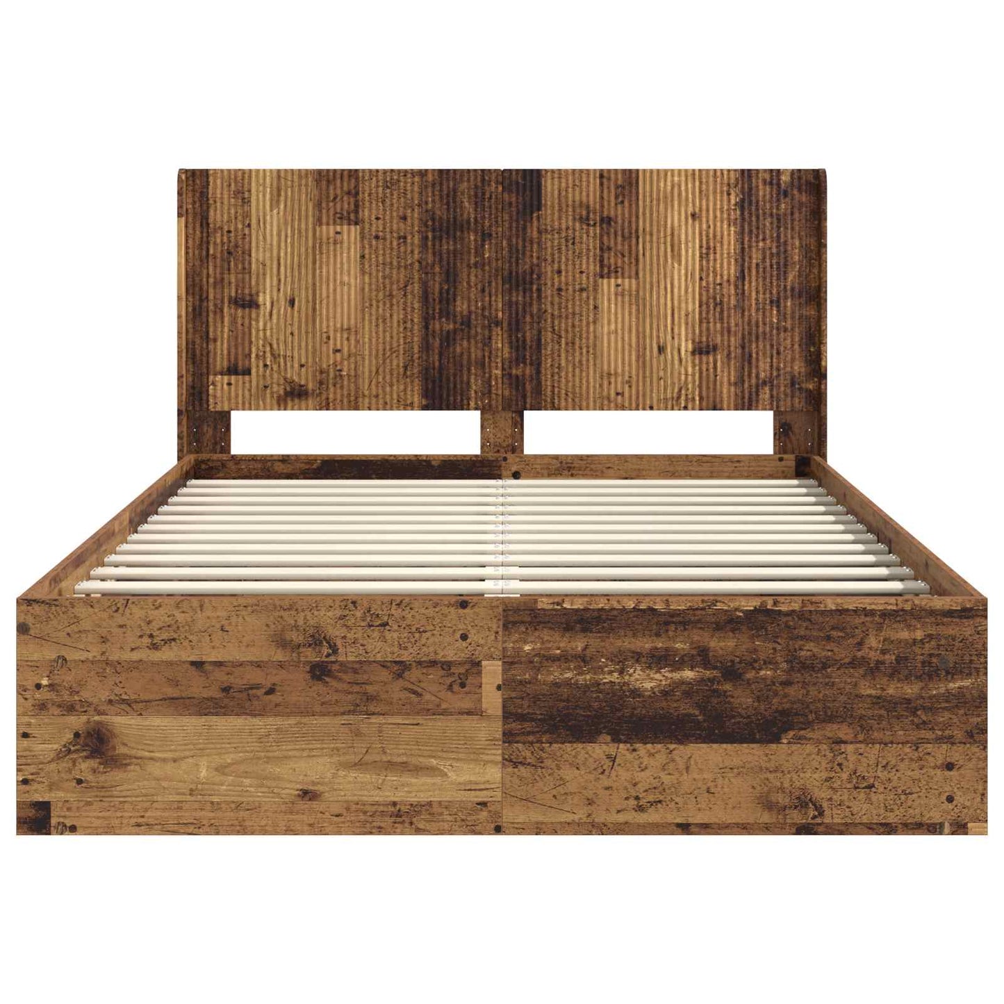 Bedframe met opbergruimte en hoofdbord Oud hout 120 x 190 cm