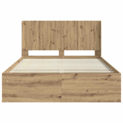 Bedframe met opbergruimte en hoofdbord Artisanaal eiken