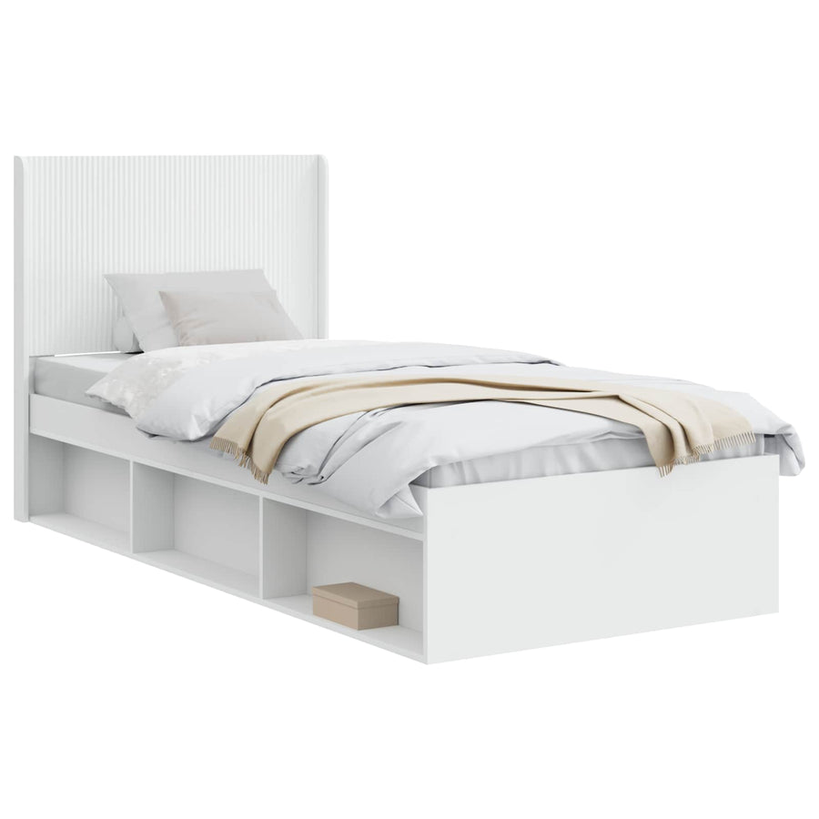 Bedframe met opbergruimte en hoofdbord Wit 100 x 200 cm