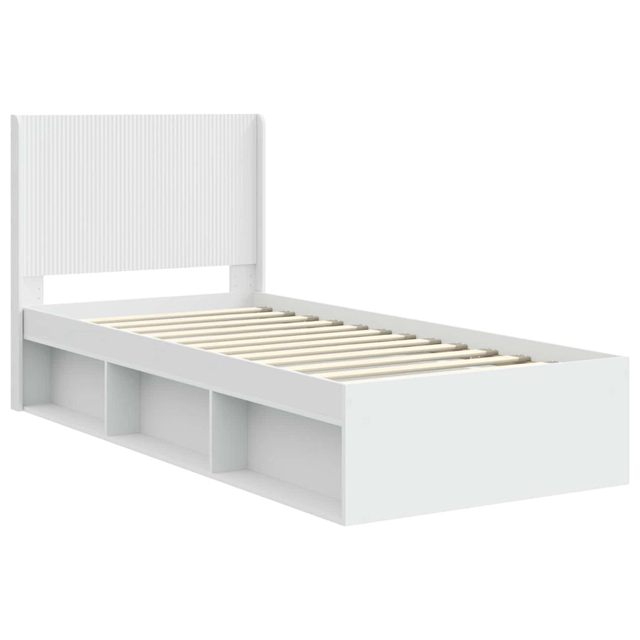Bedframe met opbergruimte en hoofdbord Wit 100 x 200 cm