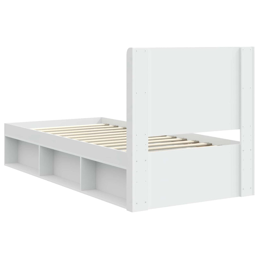 Bedframe met opbergruimte en hoofdbord Wit 100 x 200 cm