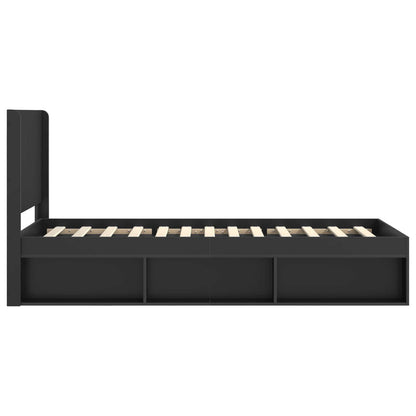 Bedframe met opbergruimte en hoofdbord Zwart 100 x 200 cm