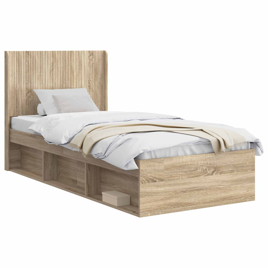 Bedframe met opbergruimte en hoofdbord Sonoma Eiken
