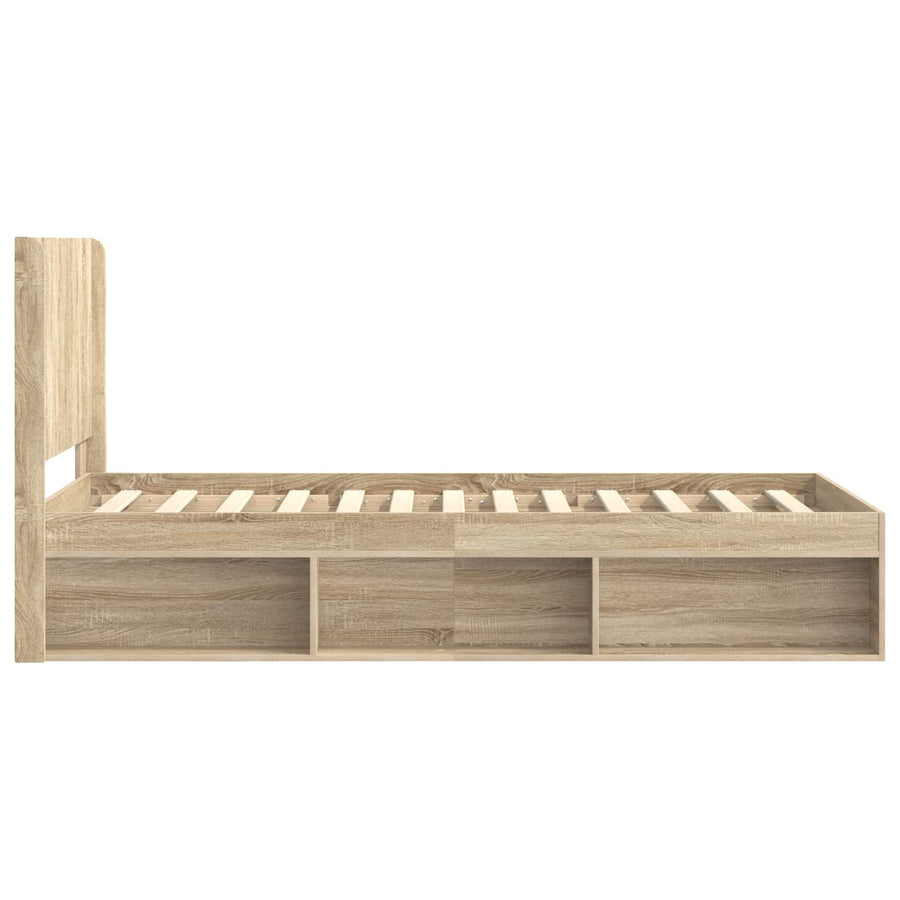 Bedframe met opbergruimte en hoofdbord Sonoma Eiken