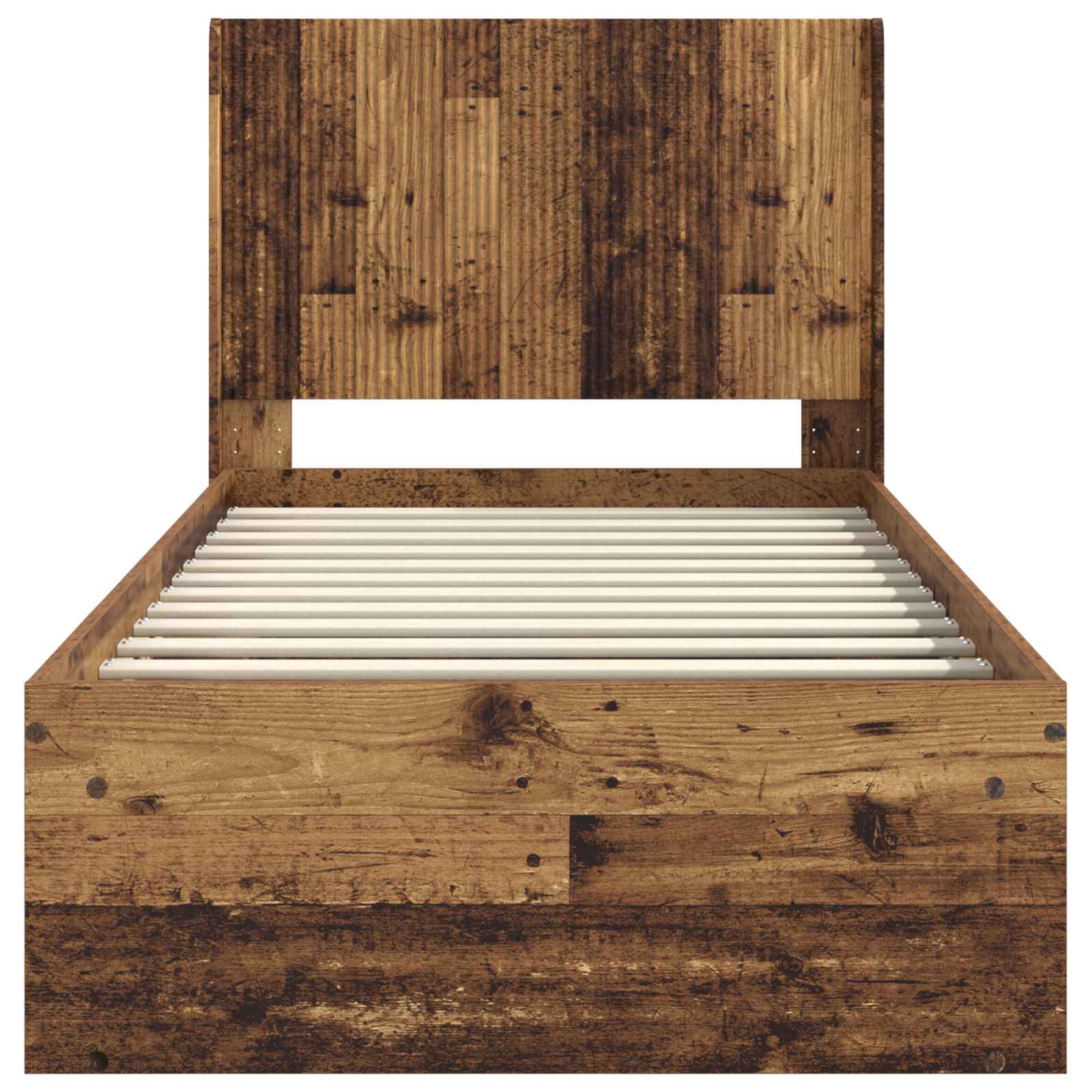 Bedframe met opbergruimte en hoofdbord Oud hout 100 x 200 cm