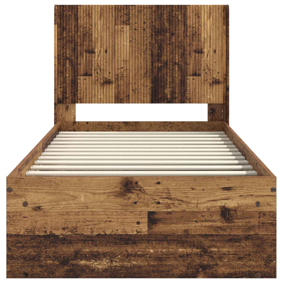 Bedframe met opbergruimte en hoofdbord Oud hout 100 x 200 cm