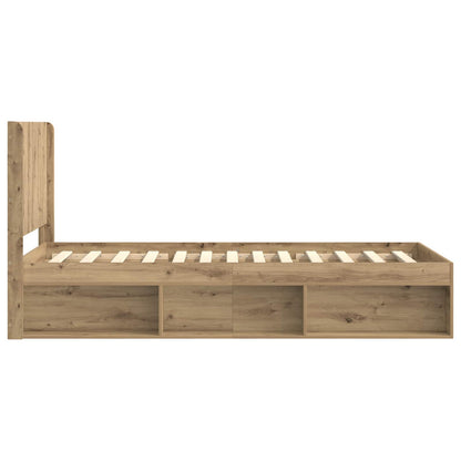 Bedframe met opbergruimte en hoofdbord Artisanaal eiken