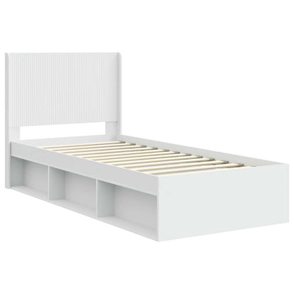 Bedframe met opbergruimte en hoofdbord Wit 90 x 200 cm