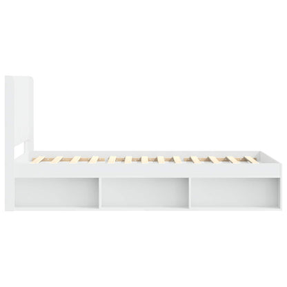 Bedframe met opbergruimte en hoofdbord Wit 90 x 200 cm