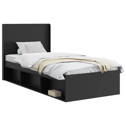 Bedframe met opbergruimte en hoofdbord Zwart 90 x 200 cm