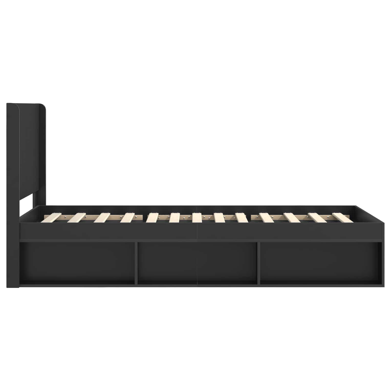 Bedframe met opbergruimte en hoofdbord Zwart 90 x 200 cm