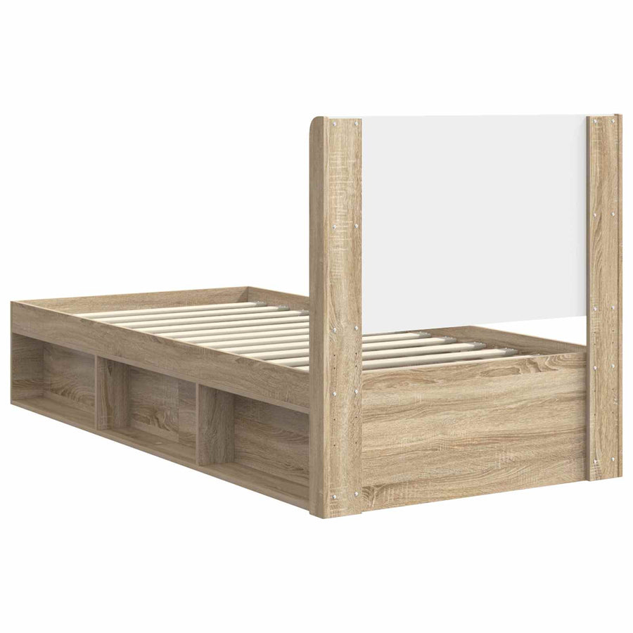 Bedframe met opbergruimte en hoofdbord Sonoma Eiken 90 x 200 cm