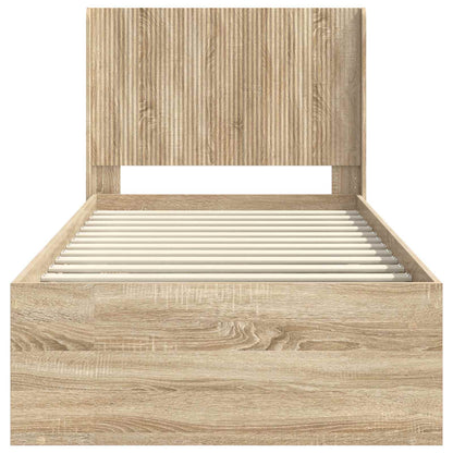 Bedframe met opbergruimte en hoofdbord Sonoma Eiken 90 x 200 cm