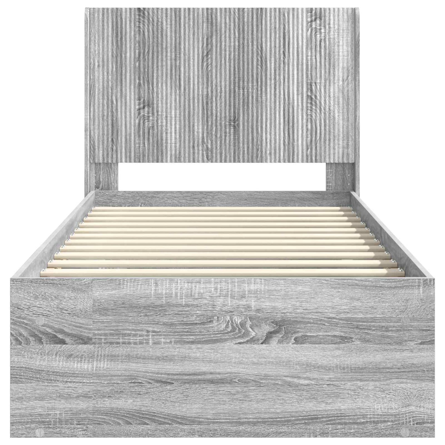 Bedframe met opbergruimte en hoofdbord Grijs sonoma 90 x 200 cm