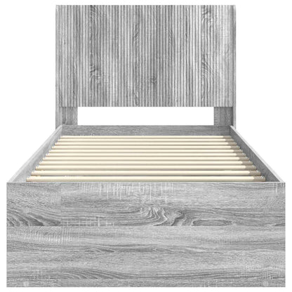Bedframe met opbergruimte en hoofdbord Grijs sonoma 90 x 200 cm