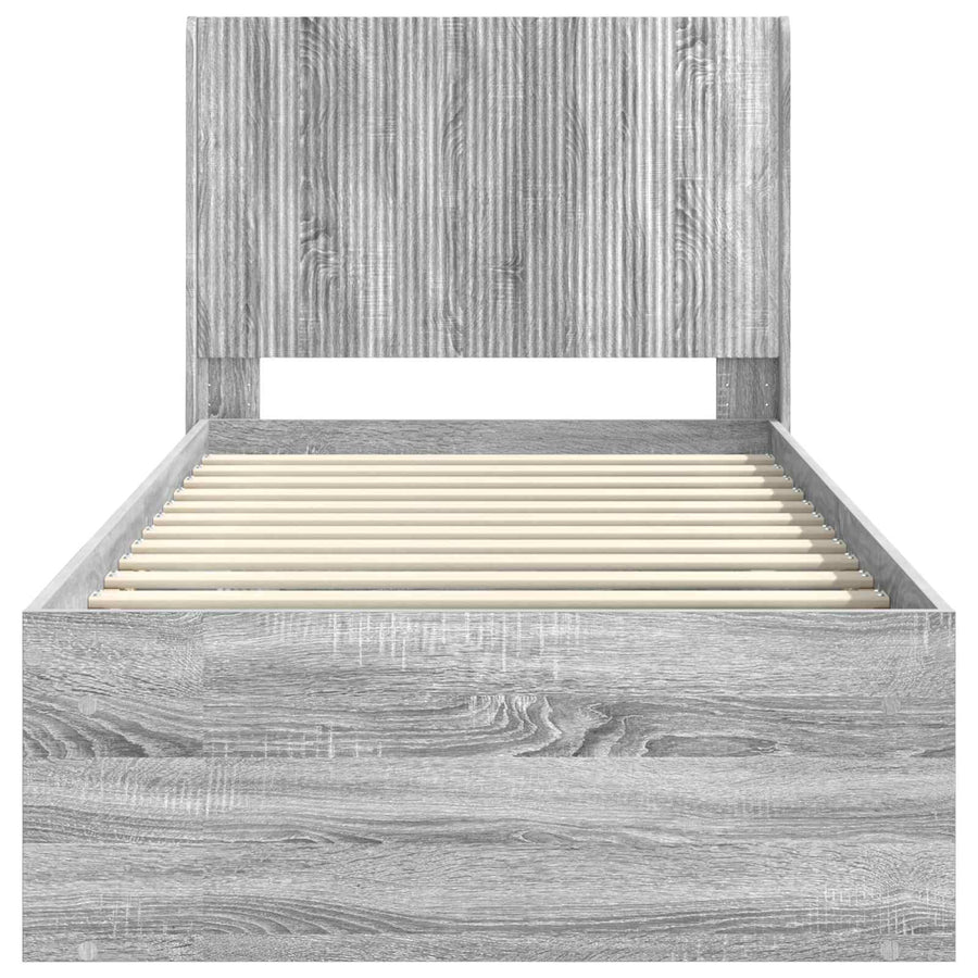 Bedframe met opbergruimte en hoofdbord Grijs sonoma 90 x 200 cm