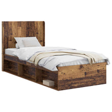 Bedframe met opbergruimte en hoofdbord Oud hout 90 x 200 cm